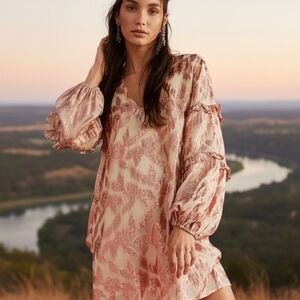 NWT Free People x Jen's Pirate Booty Rising Star Shimmer Rose Mini Dress Medium